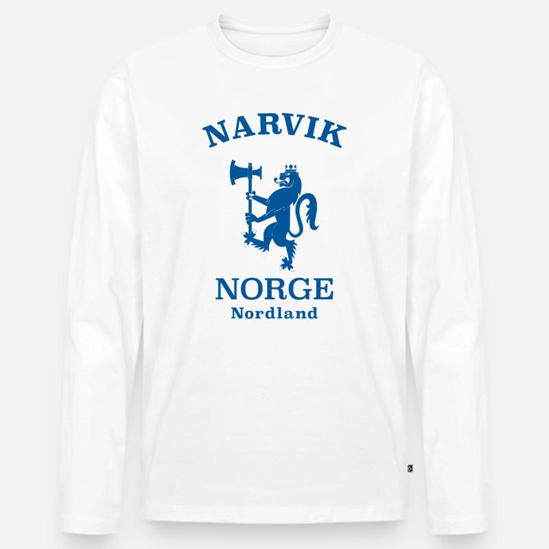 Narvik Norway Norwegen - Männer Premium Bio Langarmshirt - Weiß