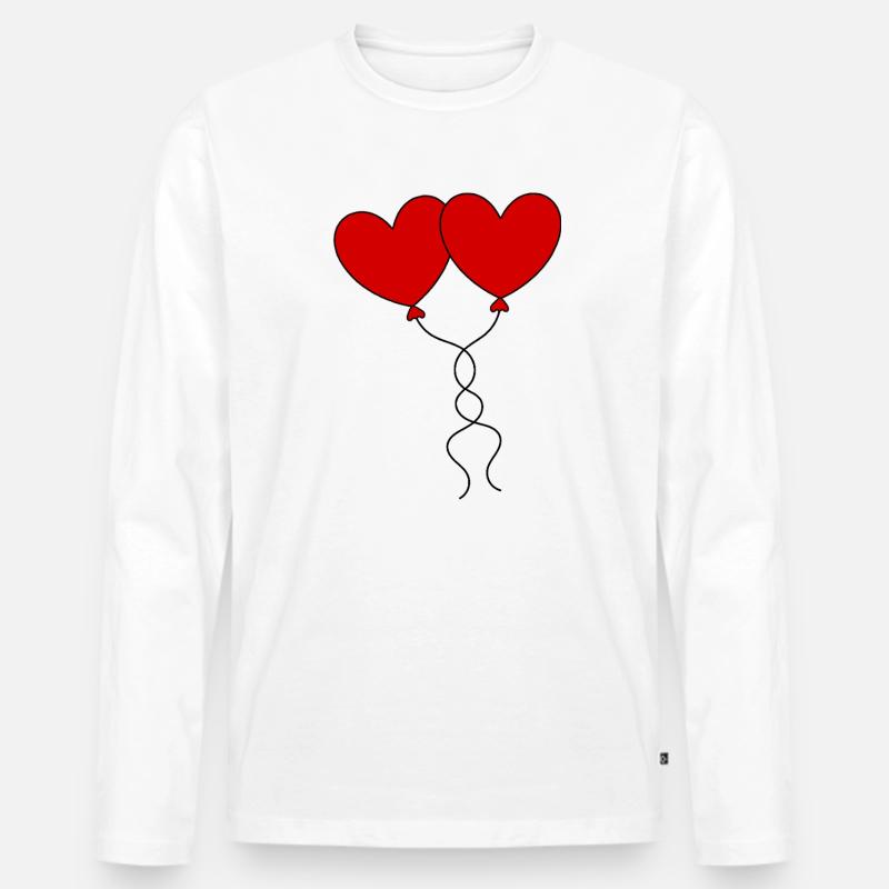 Valentinstag Rotes Herz, Valentinstag - Männer Premium Bio Langarmshirt - Weiß