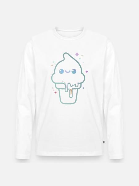 Glace kawaii pastel scintillante - Men's Premium Organic Long Sleeve Shirt - white