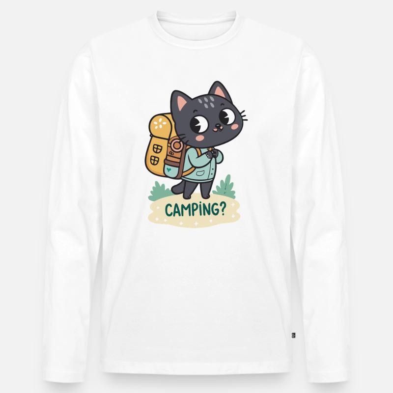 Cat Camper: Camping Adventure - Männer Premium Bio Langarmshirt - Weiß
