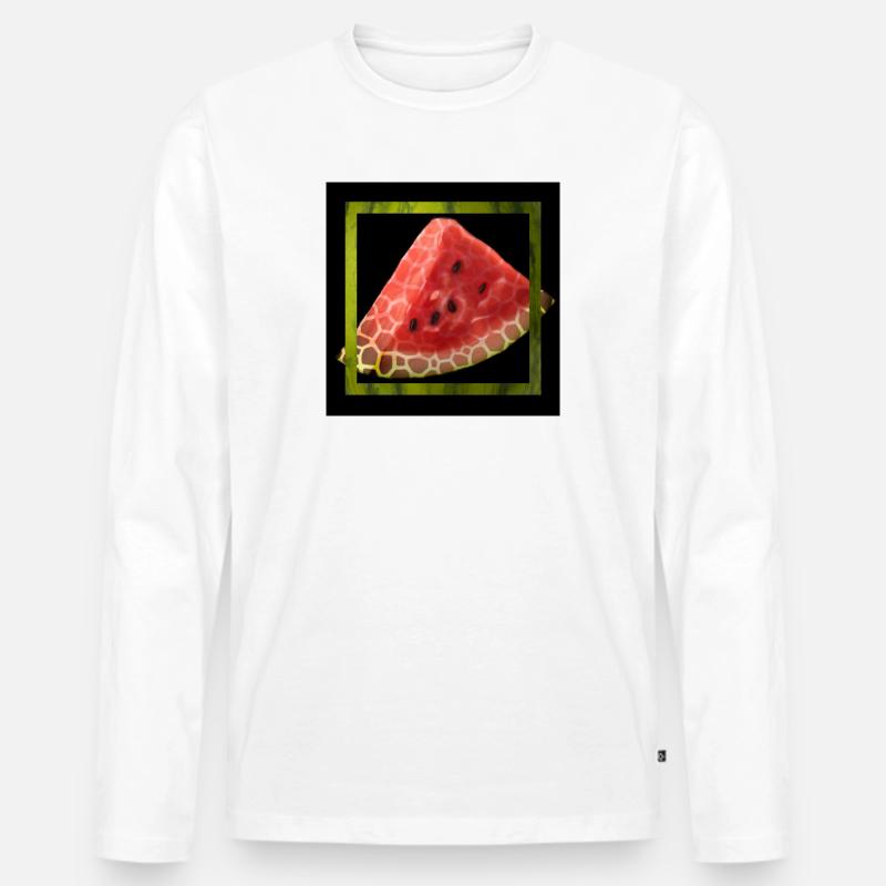 Abstrakte Wassermelone - Männer Premium Bio Langarmshirt - Weiß
