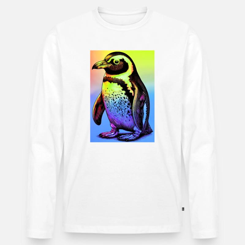 Pinguin - Männer Premium Bio Langarmshirt - Weiß