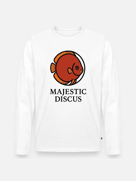 Majestic Circular Discus Fish Logo - Men's Premium Organic Long Sleeve Shirt - white