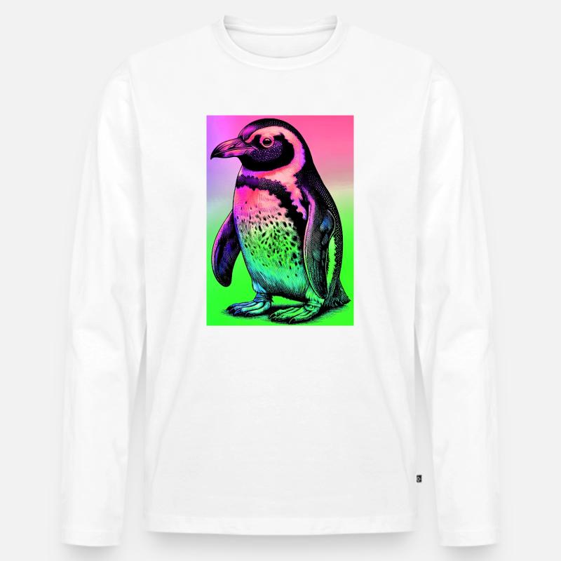 Pinguin - Männer Premium Bio Langarmshirt - Weiß