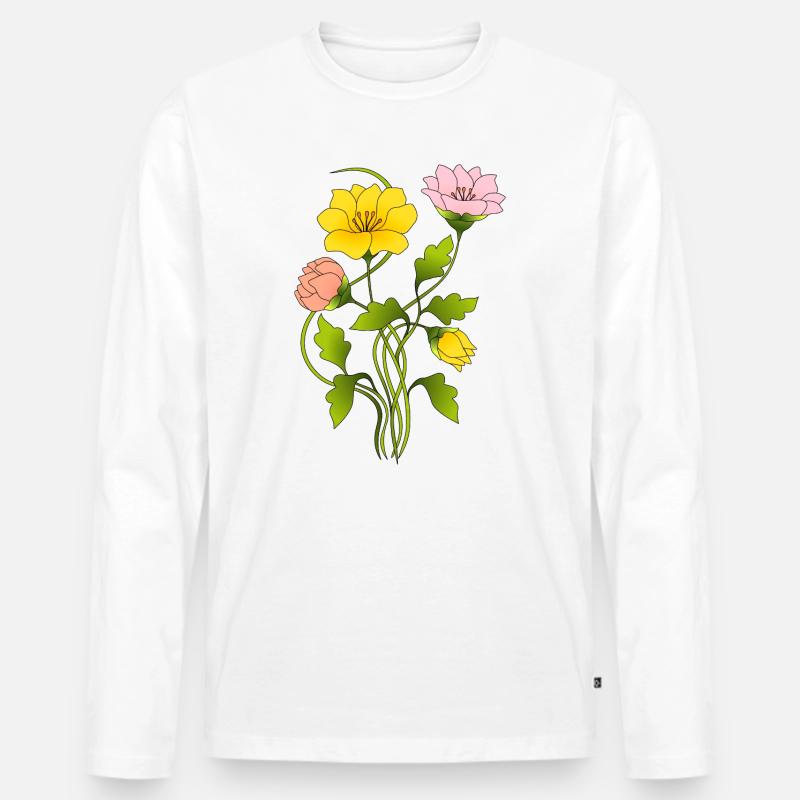 Blumen - Männer Premium Bio Langarmshirt - Weiß