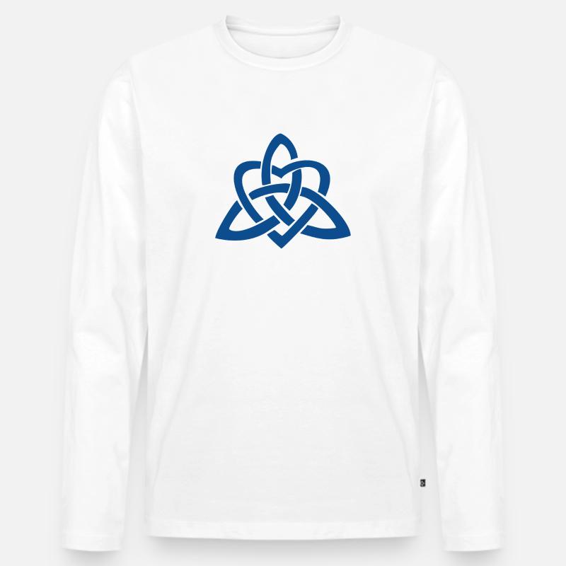 Blue Celtic Knot Heart - Männer Premium Bio Langarmshirt - Weiß