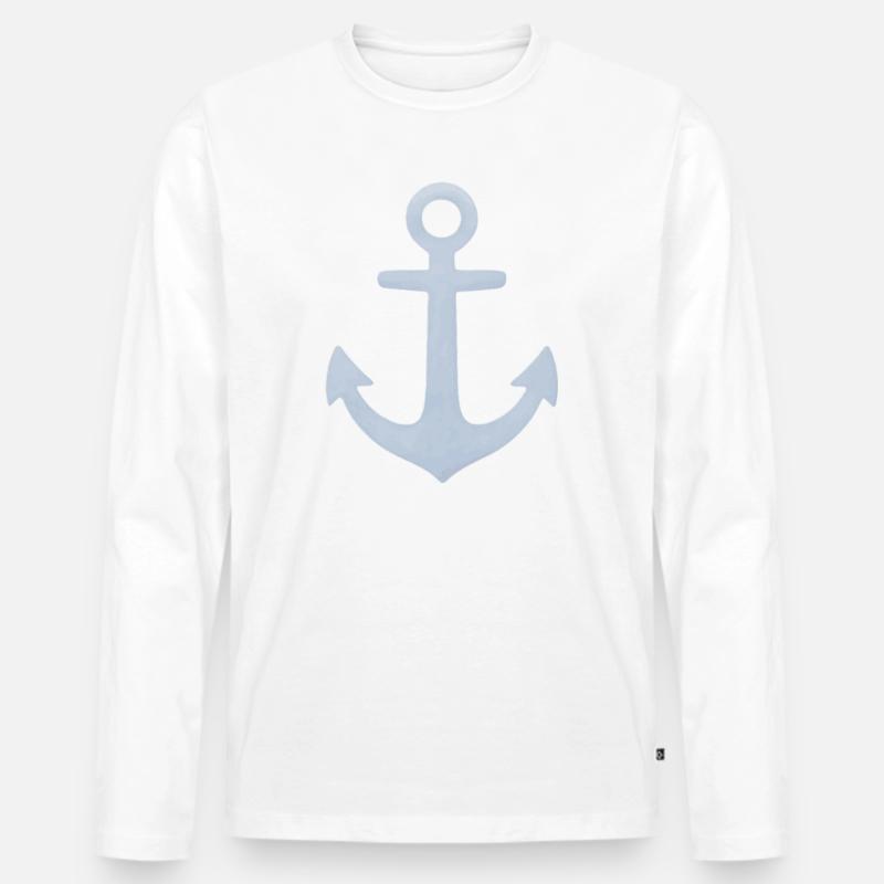 Minimalistischer nautischer Pastellanker - Männer Premium Bio Langarmshirt - Weiß
