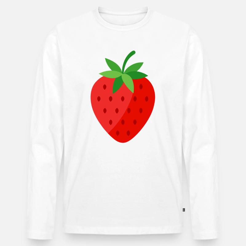 Erdbeere - Männer Premium Bio Langarmshirt - Weiß