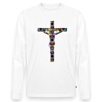 Jésus Crucifixion Religion chrétienne - T-shirt manches longues Premium bio Homme - blanc - Devant - Nico (187cm)