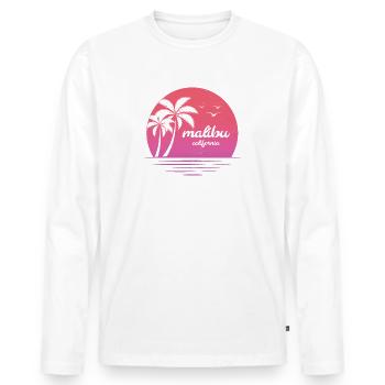 Malibu Co - T-shirt manches longues Premium bio Homme - blanc - Devant - Nico (187cm)