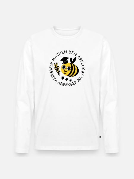 Kita Abgänger 2023 Biene - Männer Premium Bio Langarmshirt - Weiß