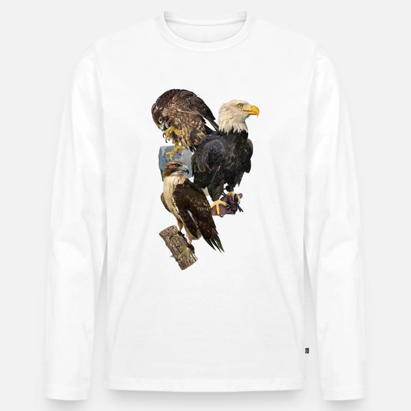 Raubvogel - Männer Premium Bio Langarmshirt - Weiß