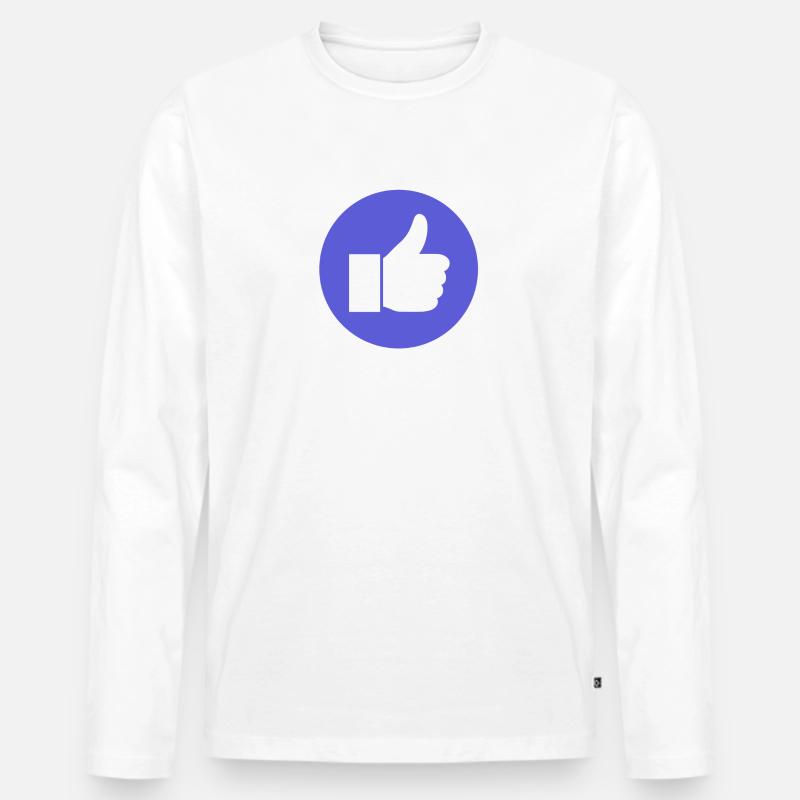 Thumb Up LIKE - Männer Premium Bio Langarmshirt - Weiß