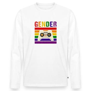 Gender kills my vibes,Gender - Men's Premium Organic Long Sleeve Shirt - white - Front - Nico (187cm)