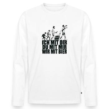 Wir mit Bier Evolution Vatertag Spruch - Männer Premium Bio Langarmshirt - Weiß - Vorne - Nico (187cm)