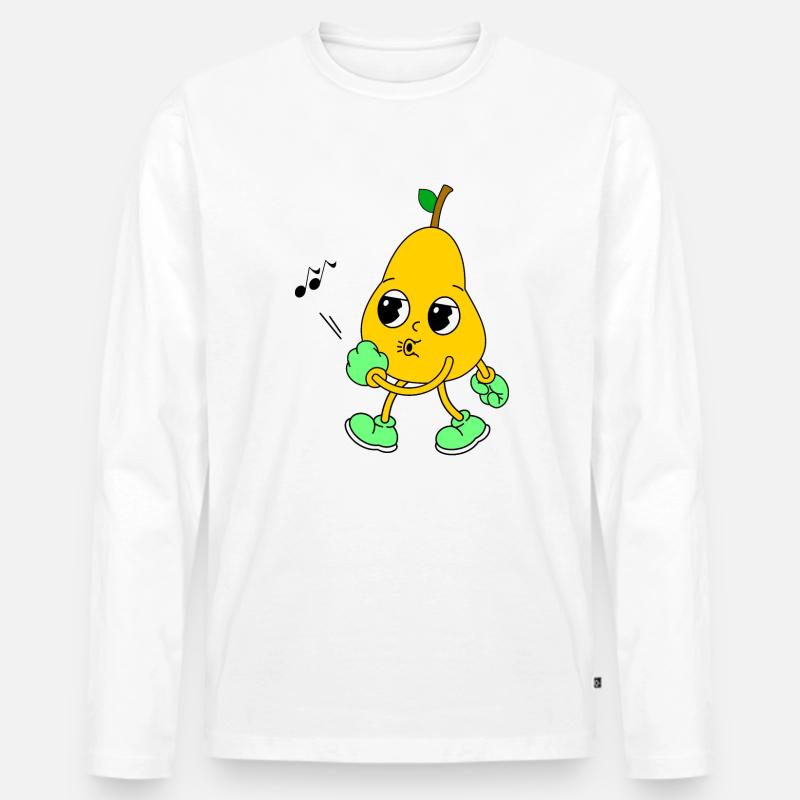 Pfeifende Birne - Männer Premium Bio Langarmshirt - Weiß