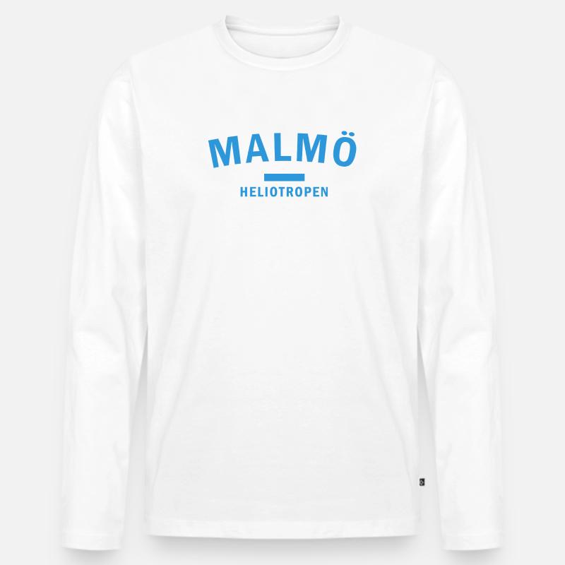 Wachsendes Malmö Heliotrop Design - Männer Premium Bio Langarmshirt - Weiß