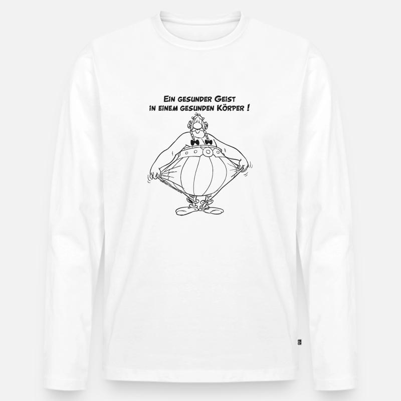 Obelix: Ein gesunder Geist, in einem Gesunden Kör - Männer Premium Bio Langarmshirt - Weiß