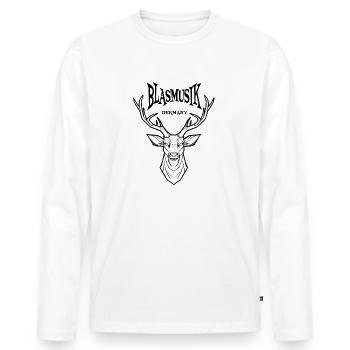 Blasmusik Musikverein Blasorchester Hirschgeweih - Männer Premium Bio Langarmshirt - Weiß - Vorne - Nico (187cm)