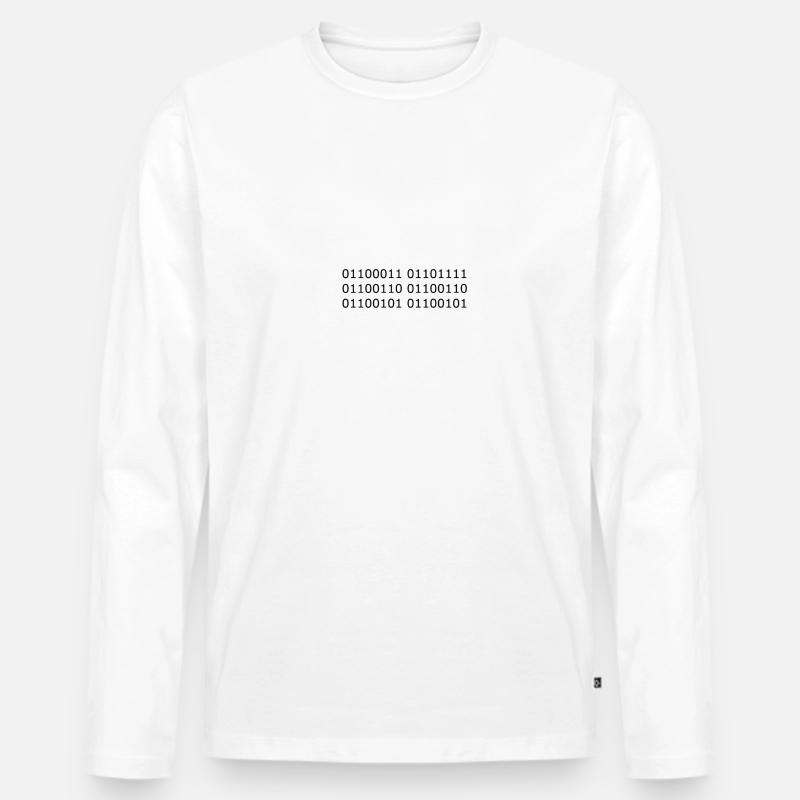 Coffee Binär - Männer Premium Bio Langarmshirt - Weiß