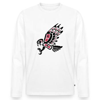 Indianer, Falke, Symbol, Tattoo Style, 23 Farben - Männer Premium Bio Langarmshirt - Weiß - Vorne - Nico (187cm)