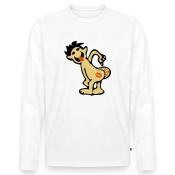 😘💋Kiss My Ass-Funny Comic Insult😂 - T-shirt manches longues Premium bio Homme - blanc - Devant - Nico (187cm)