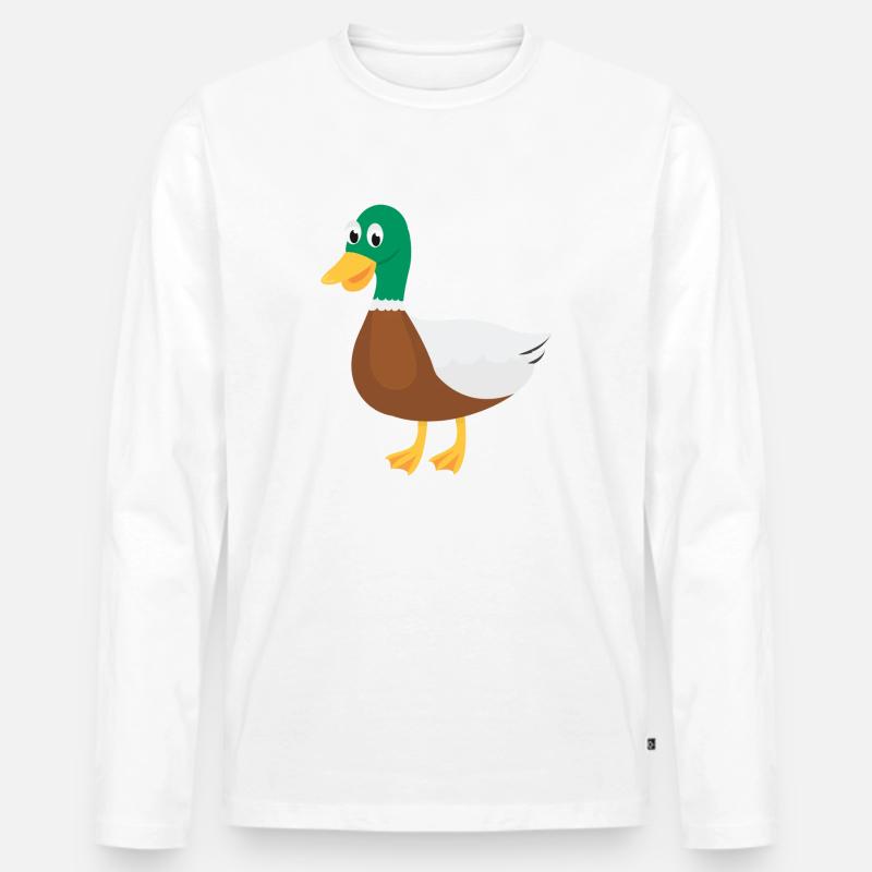 Ente - Männer Premium Bio Langarmshirt - Weiß