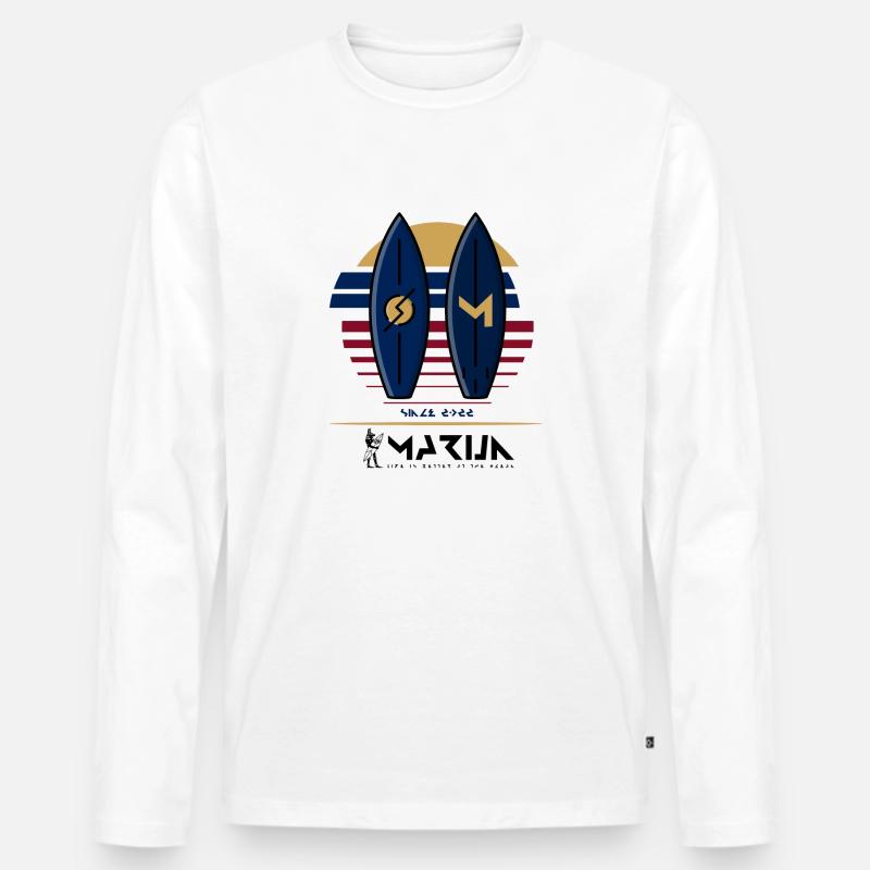 Coast Surf - Männer Premium Bio Langarmshirt - Weiß