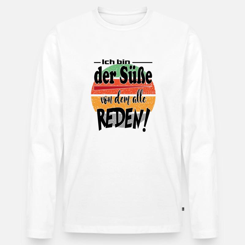 Sprüche Mann Lustig Süß Gerede - Männer Premium Bio Langarmshirt - Weiß