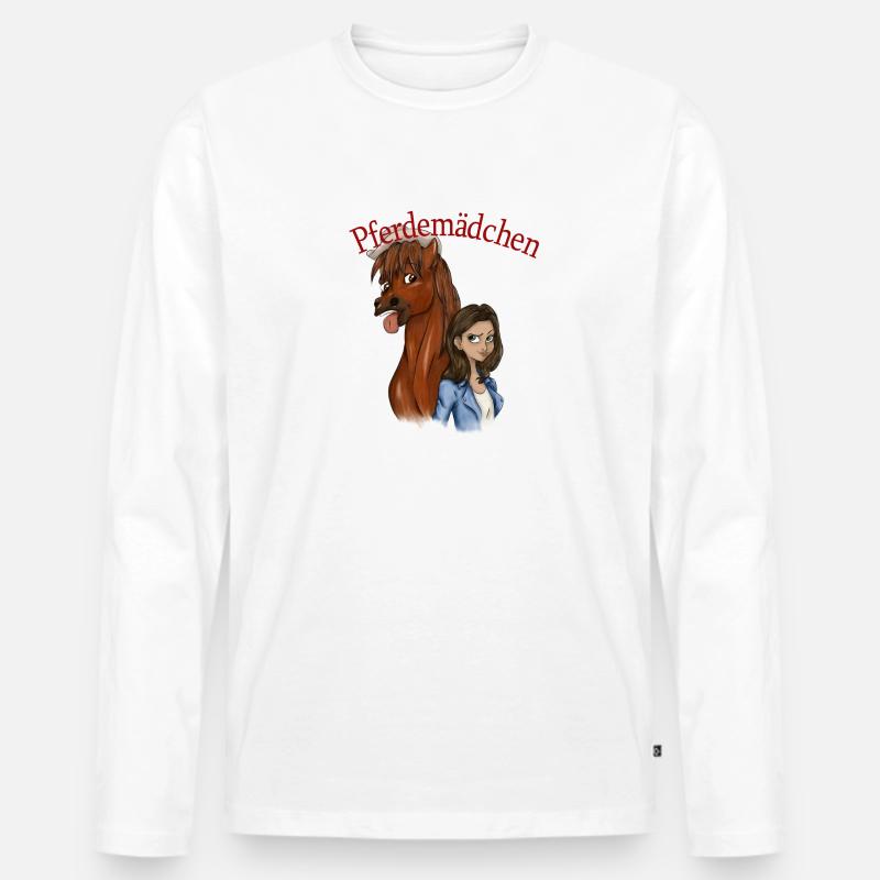 Pferdemädchen 2 - Männer Premium Bio Langarmshirt - Weiß