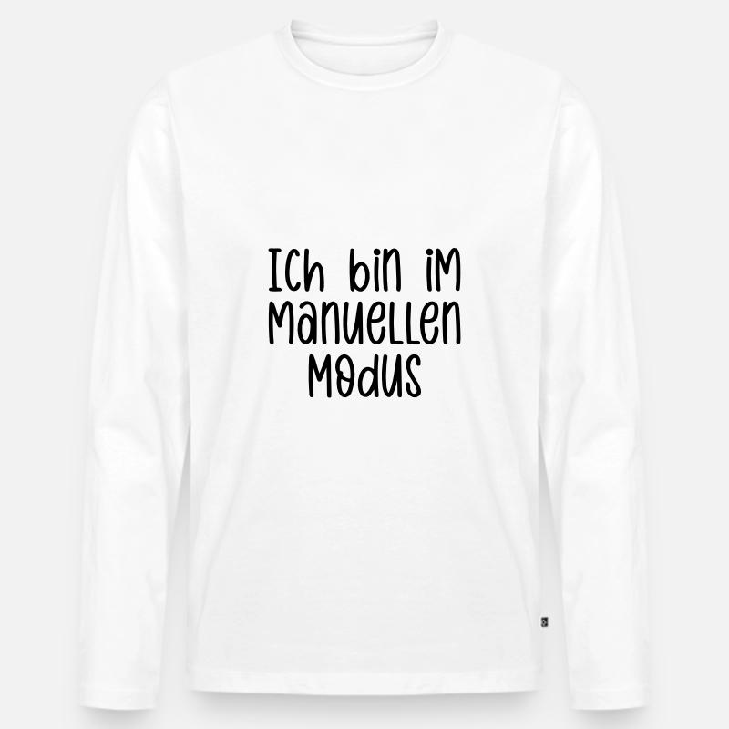Ich bin im manuellen Modus - Männer Premium Bio Langarmshirt - Weiß