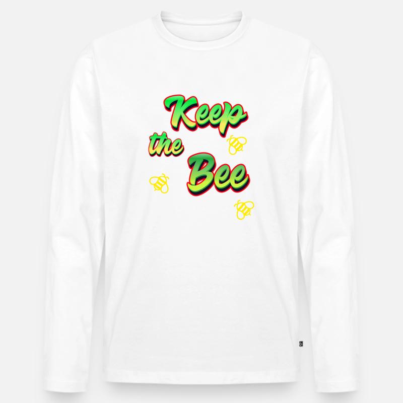 Behalte die Biene - Männer Premium Bio Langarmshirt - Weiß