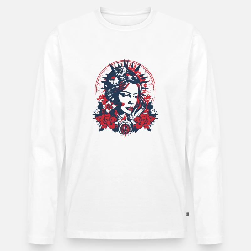 Amerikanische Folklore - Männer Premium Bio Langarmshirt - Weiß