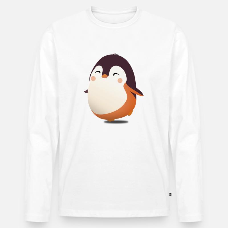 Pinguin - Männer Premium Bio Langarmshirt - Weiß