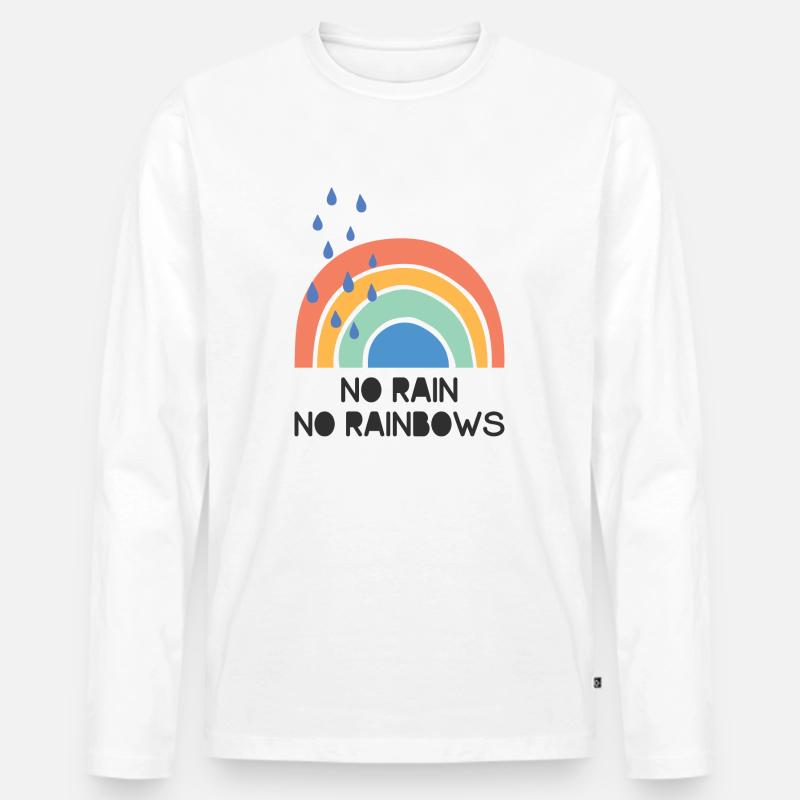 No Rain no Rainbows - Männer Premium Bio Langarmshirt - Weiß