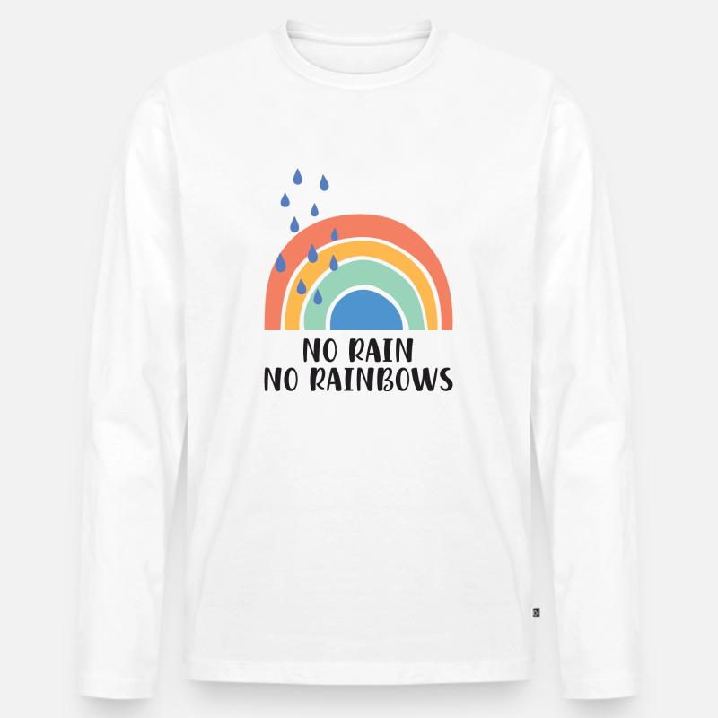 No Rain No Rainbows - Männer Premium Bio Langarmshirt - Weiß