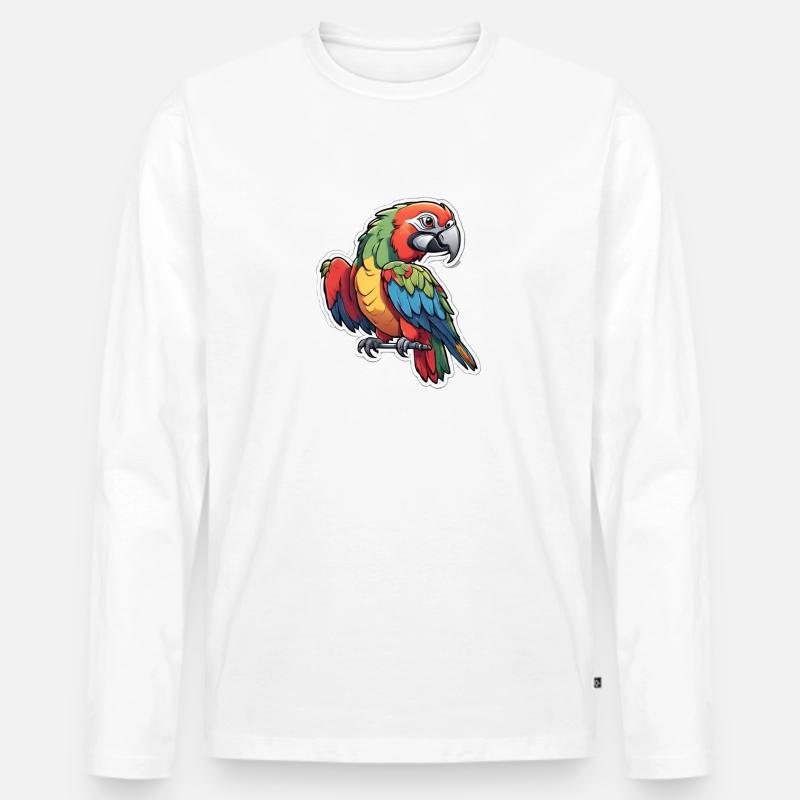 Bunter Ara Papagei" - Männer Premium Bio Langarmshirt - Weiß
