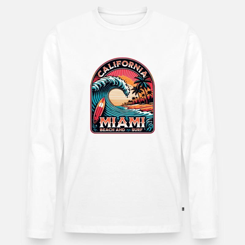 Miami Beach and Surf - Männer Premium Bio Langarmshirt - Weiß