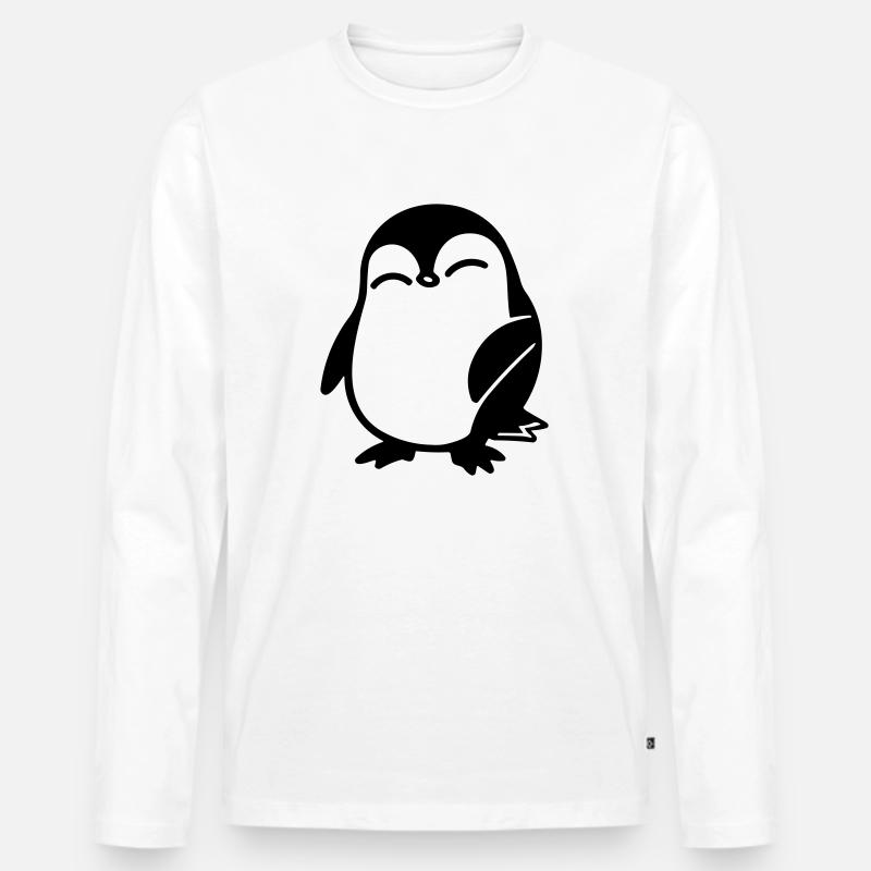 Pinguin - Männer Premium Bio Langarmshirt - Weiß