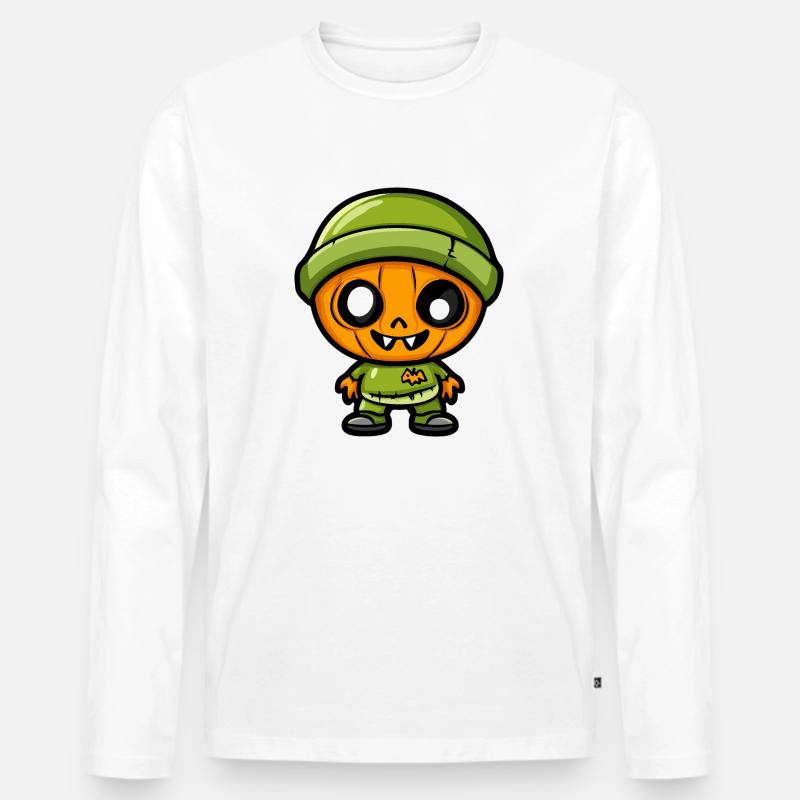 Zombie Halloween Niedlich Comic - Männer Premium Bio Langarmshirt - Weiß