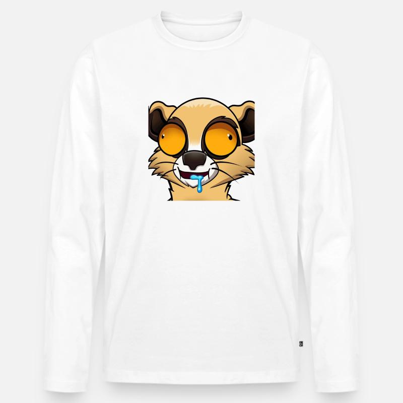 Hypnotisiertes Erdmännchen - Männer Premium Bio Langarmshirt - Weiß