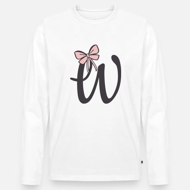Anfangsbuchstabe W Schleifchen - Männer Premium Bio Langarmshirt - Weiß