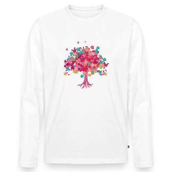 Tree of Life,Tree of Life,Flowers,Tree with flowers - Men's Premium Organic Long Sleeve Shirt - white - Front - Nico (187cm)
