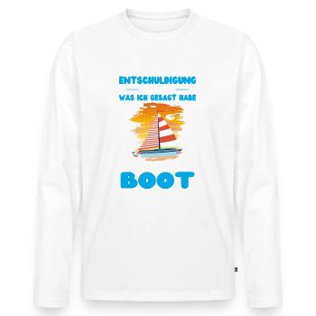 Boot Spruch ausrasten - Männer Premium Bio Langarmshirt - Weiß - Vorne - Nico (187cm)