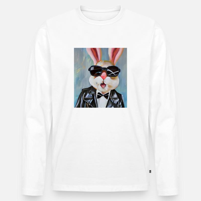 Stylischer Hase - Männer Premium Bio Langarmshirt - Weiß
