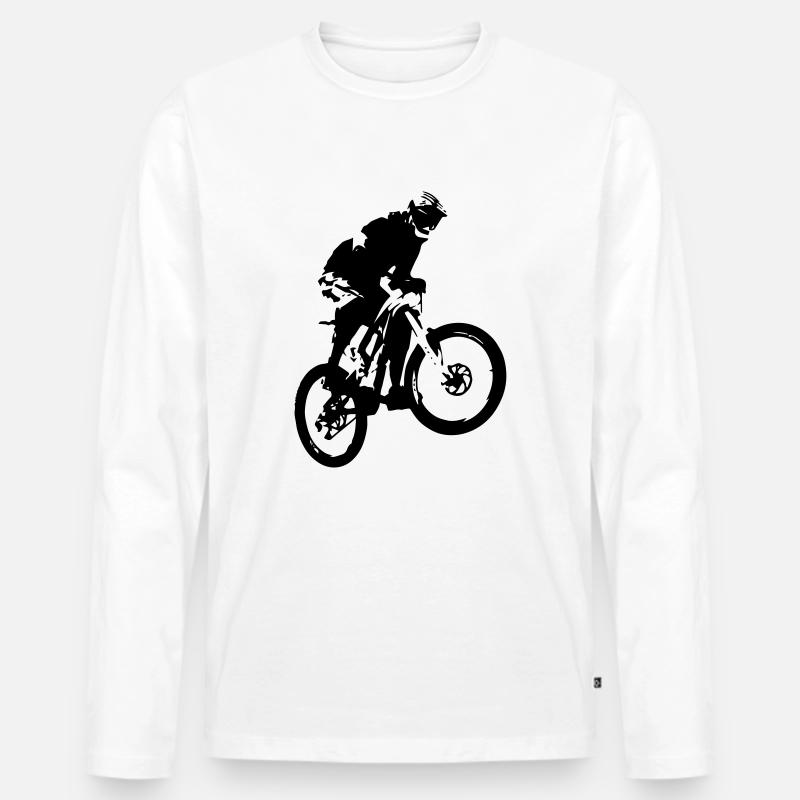 Mountainbiker Sprung - Männer Premium Bio Langarmshirt - Weiß