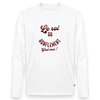 Le roi du ronflement c'est moi t-shirt ronfleur - T-shirt manches longues Premium bio Homme - blanc - Devant - Nico (187cm)