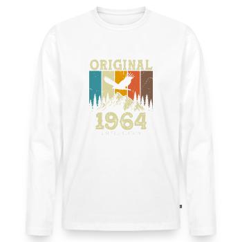 Jahrgang 1964 Vintage Retro Geburtstag Geschenk - Männer Premium Bio Langarmshirt - Weiß - Vorne - Nico (187cm)