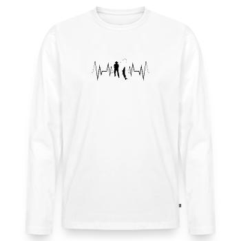 Herzschlag Angeln Silhouette - Männer Premium Bio Langarmshirt - Weiß - Vorne - Nico (187cm)