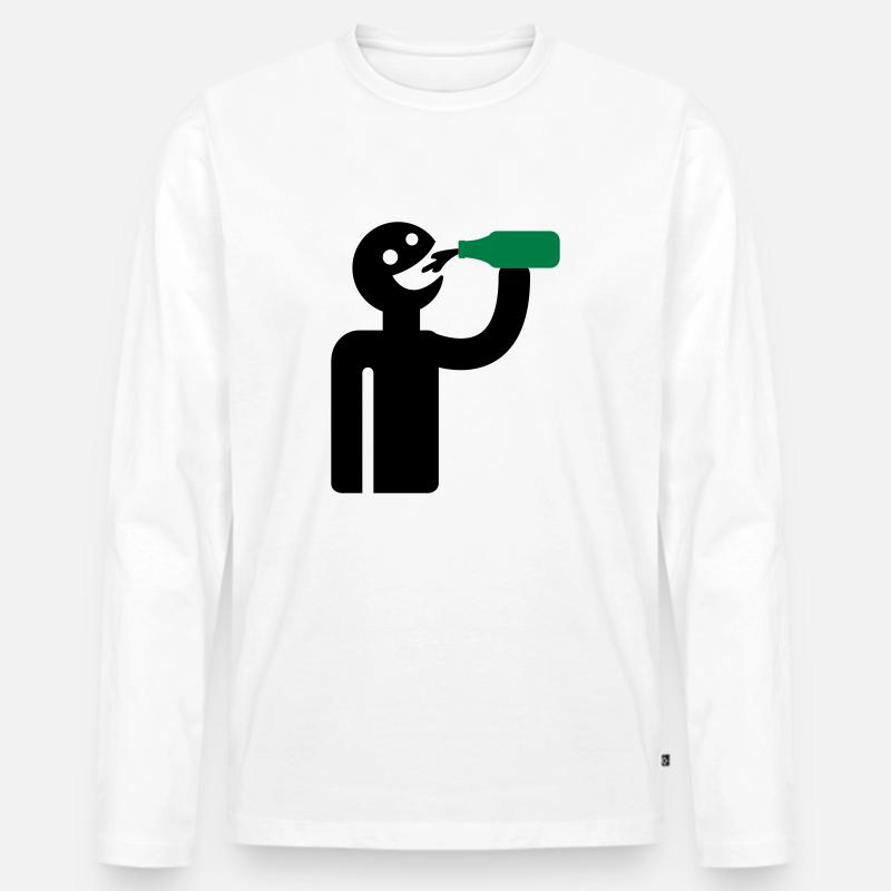 Säufer - Trinker - Männer Premium Bio Langarmshirt - Weiß